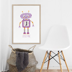 Lilla robot plakat til børneværelset