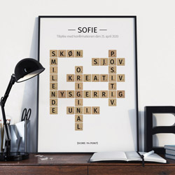 Scrabble plakat til konfirmation og konfirmationsgave